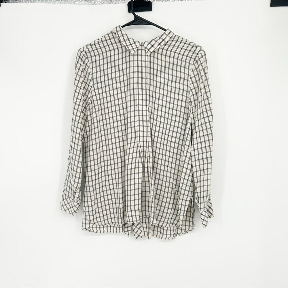 J.‎ Jill Ivory & Black Window Pane Back Button Work Career Blouse Size MP